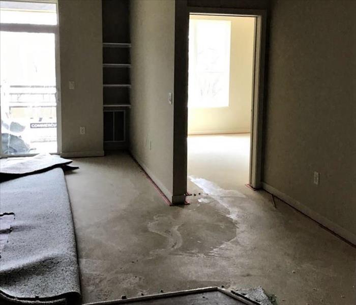 water damaged apartment in an apartment complex 